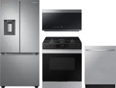 4 Piece Package Includes Refrigerator, Range, Microwave And Dishwasher