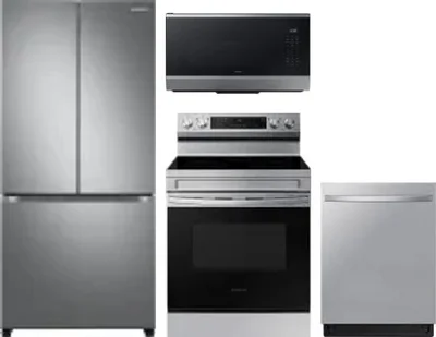 4 Piece Package Includes Refrigerator, Range, Microwave And Dishwasher