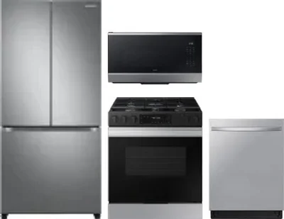 4 Piece Package Includes Refrigerator, Range, Microwave And Dishwasher