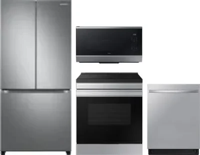 4 Piece Package Includes Refrigerator, Range, Microwave And Dishwasher