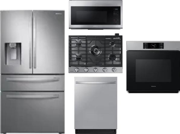 5 Piece Package Includes Refrigerator, Cooktop, Wall Oven, Microwave And Dishwasher