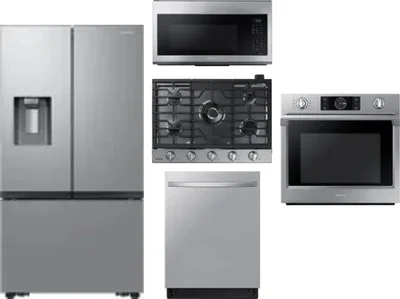 5 Piece Package Includes Refrigerator, Cooktop, Wall Oven, Microwave And Dishwasher