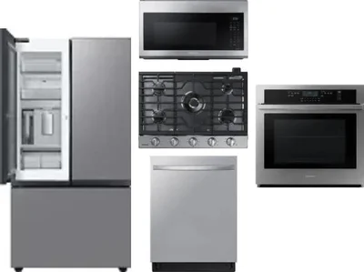 5 Piece Package Includes Refrigerator, Cooktop, Wall Oven, Microwave And Dishwasher