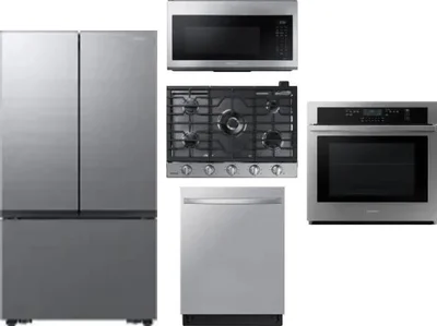5 Piece Package Includes Refrigerator, Cooktop, Wall Oven, Microwave And Dishwasher