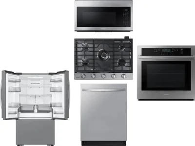 5 Piece Package Includes Refrigerator, Cooktop, Wall Oven, Microwave And Dishwasher