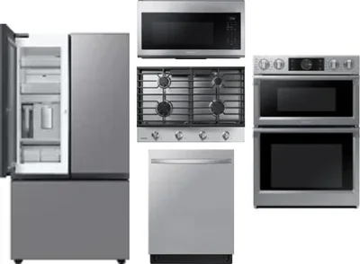 5 Piece Package Includes Refrigerator, Cooktop, Wall Oven, Microwave And Dishwasher
