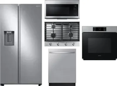 5 Piece Package Includes Refrigerator, Cooktop, Wall Oven, Microwave And Dishwasher