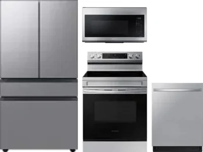 4 Piece Package Includes Refrigerator, Range, Microwave And Dishwasher