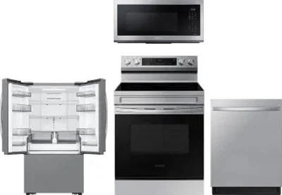 4 Piece Package Includes Refrigerator, Range, Microwave And Dishwasher
