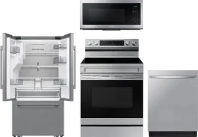 4 Piece Package Includes Refrigerator, Range, Microwave And Dishwasher