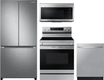 4 Piece Package Includes Refrigerator, Range, Microwave And Dishwasher