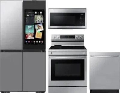 4 Piece Package Includes Refrigerator, Range, Microwave And Dishwasher