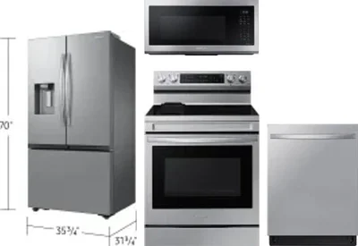 4 Piece Package Includes Refrigerator, Range, Microwave And Dishwasher