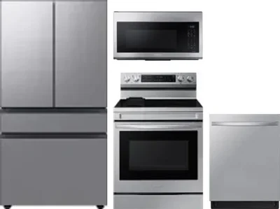 4 Piece Package Includes Refrigerator, Range, Microwave And Dishwasher