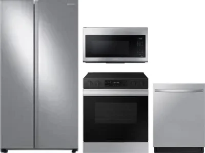 4 Piece Package Includes Refrigerator, Range, Microwave And Dishwasher