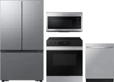 4 Piece Package Includes Refrigerator, Range, Microwave And Dishwasher