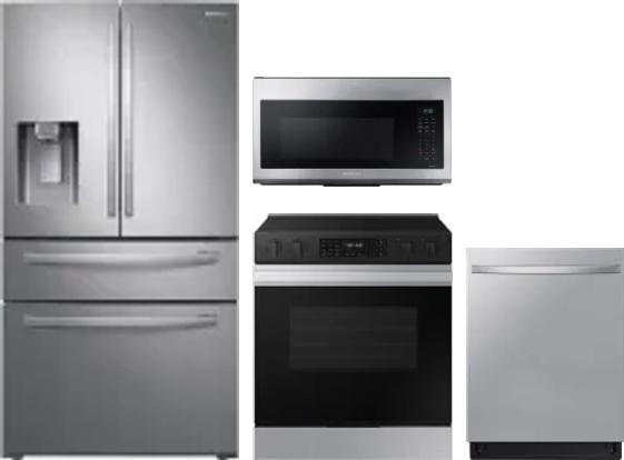 4 Piece Package Includes Refrigerator, Range, Microwave And Dishwasher