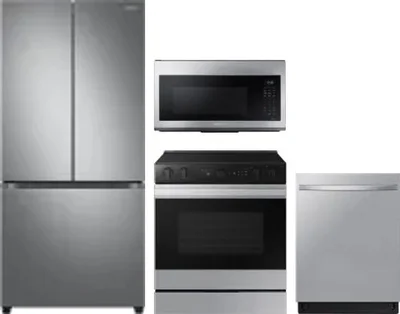 4 Piece Package Includes Refrigerator, Range, Microwave And Dishwasher