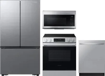 4 Piece Package Includes Refrigerator, Range, Microwave And Dishwasher