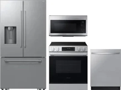 4 Piece Package Includes Refrigerator, Range, Microwave And Dishwasher