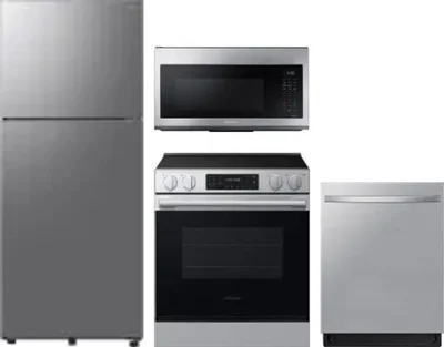4 Piece Package Includes Refrigerator, Range, Microwave And Dishwasher