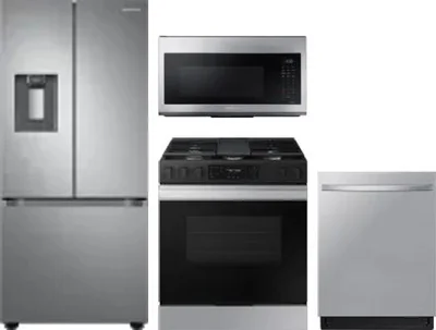 4 Piece Package Includes Refrigerator, Range, Microwave And Dishwasher