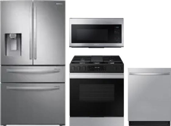 4 Piece Package Includes Refrigerator, Range, Microwave And Dishwasher