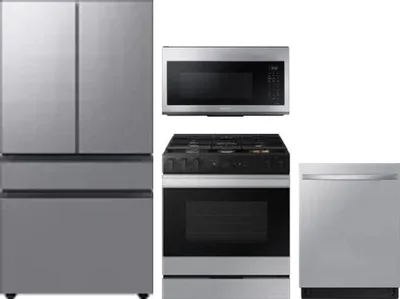 4 Piece Package Includes Refrigerator, Range, Microwave And Dishwasher