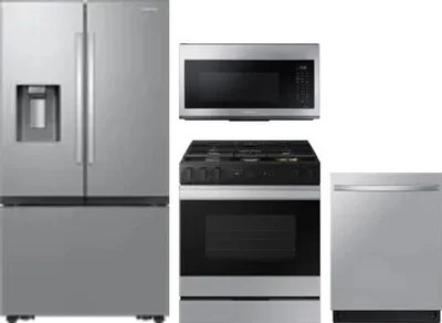 4 Piece Package Includes Refrigerator, Range, Microwave And Dishwasher