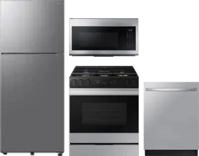 4 Piece Package Includes Refrigerator, Range, Microwave And Dishwasher