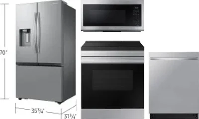 4 Piece Package Includes Refrigerator, Range, Microwave And Dishwasher