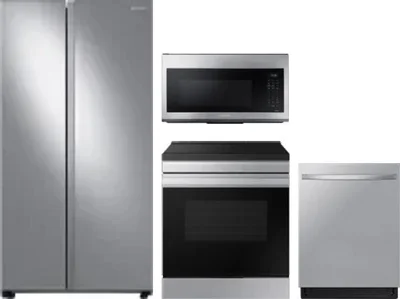 4 Piece Package Includes Refrigerator, Range, Microwave And Dishwasher