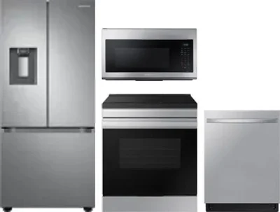 4 Piece Package Includes Refrigerator, Range, Microwave And Dishwasher