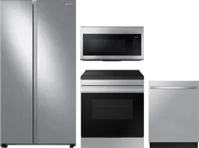 4 Piece Package Includes Refrigerator, Range, Microwave And Dishwasher