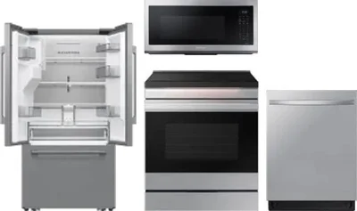 4 Piece Package Includes Refrigerator, Range, Microwave And Dishwasher