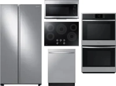 5 Piece Package Includes Refrigerator, Cooktop, Wall Oven, Microwave And Dishwasher