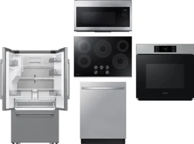 5 Piece Package Includes Refrigerator, Cooktop, Wall Oven, Microwave And Dishwasher