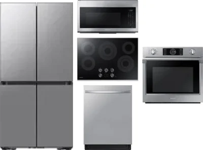 5 Piece Package Includes Refrigerator, Cooktop, Wall Oven, Microwave And Dishwasher