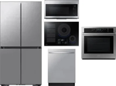 5 Piece Package Includes Refrigerator, Cooktop, Wall Oven, Microwave And Dishwasher