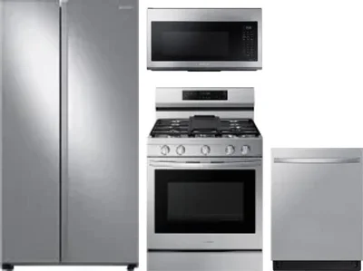 4 Piece Package Includes Refrigerator, Range, Microwave And Dishwasher