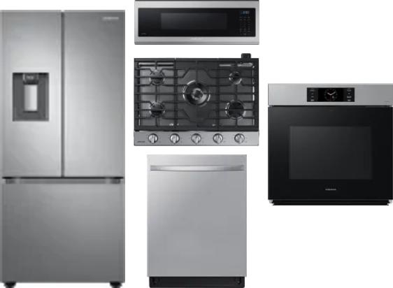5 Piece Package Includes Refrigerator, Cooktop, Wall Oven, Microwave And Dishwasher