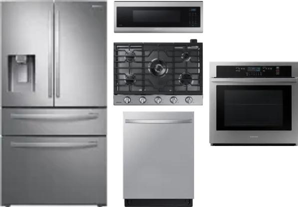 5 Piece Package Includes Refrigerator, Cooktop, Wall Oven, Microwave And Dishwasher