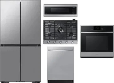 5 Piece Package Includes Refrigerator, Cooktop, Wall Oven, Microwave And Dishwasher