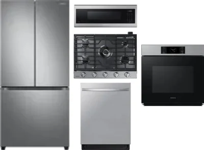 5 Piece Package Includes Refrigerator, Cooktop, Wall Oven, Microwave And Dishwasher