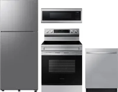 4 Piece Package Includes Refrigerator, Range, Microwave And Dishwasher
