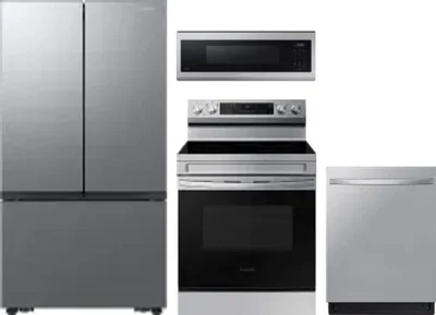 4 Piece Package Includes Refrigerator, Range, Microwave And Dishwasher