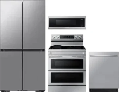 4 Piece Package Includes Refrigerator, Range, Microwave And Dishwasher