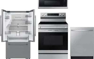 4 Piece Package Includes Refrigerator, Range, Microwave And Dishwasher