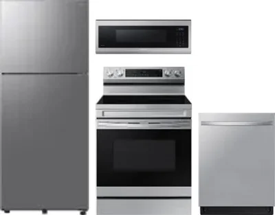 4 Piece Package Includes Refrigerator, Range, Microwave And Dishwasher