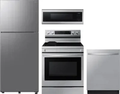 4 Piece Package Includes Refrigerator, Range, Microwave And Dishwasher